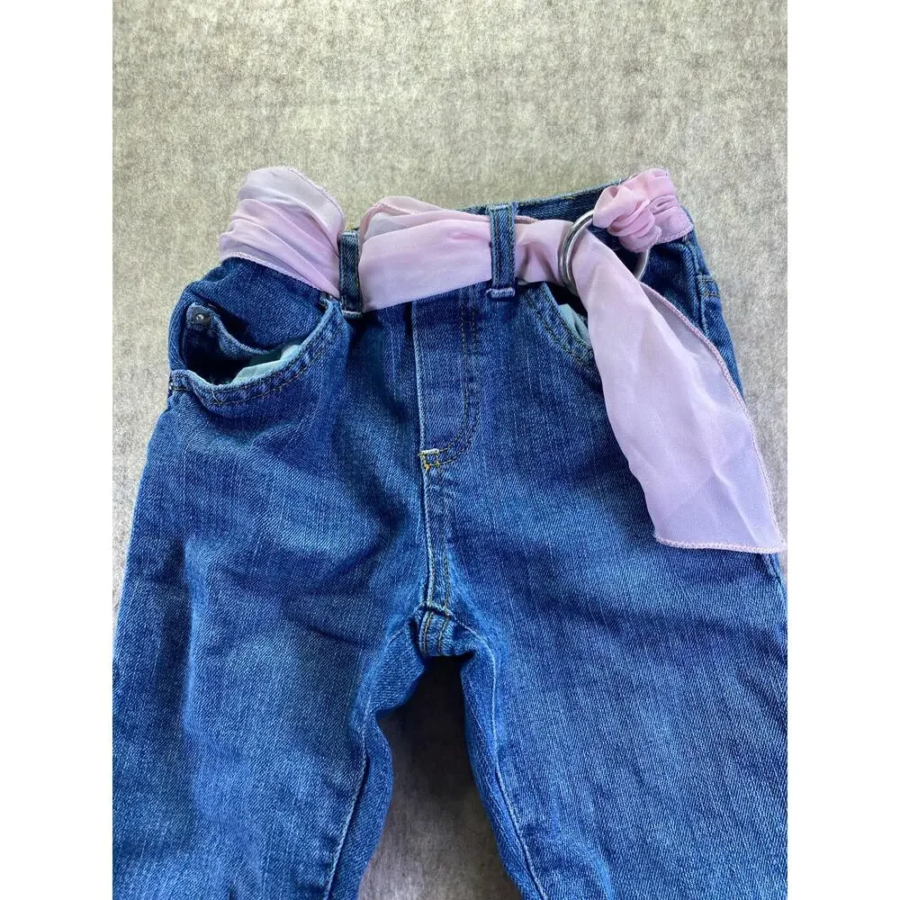 Baby Gap Blue Jeans Capris With an Attached Pink Belt Size 3T